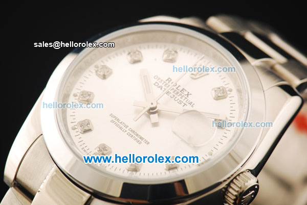 Rolex Datejust Oyster Perpetual Automatic with White Dial and Diamond Marking-Small Calendar - Click Image to Close